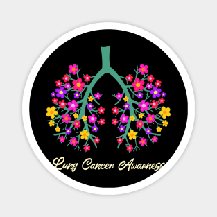 Lung Cancer Awareness Flowers Gift White Ribbon Design Magnet